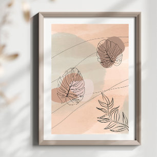 Abstract Shapes Boho Style Foliage Leaf Design Poster
