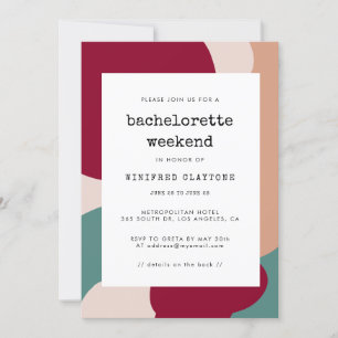 Abstract shapes contemporary Bachelorette weekend Invitation