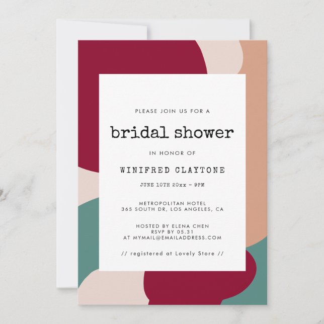 Abstract shapes contemporary Bridal shower Invitation (Front)