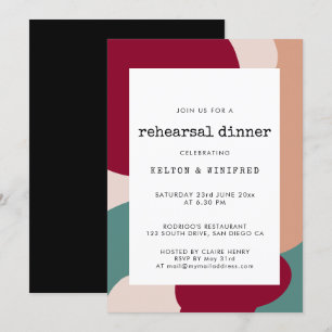 Abstract shapes contemporary rehearsal dinner invitation