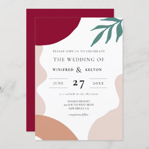 Abstract shapes contemporary wedding invitation