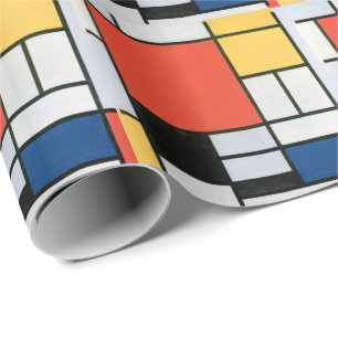 ABSTRACT SHAPES DISTRESSED MONDRIAN WRAPPING PAPER