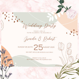 Abstract Shapes & Flowers Wedding Party Invite