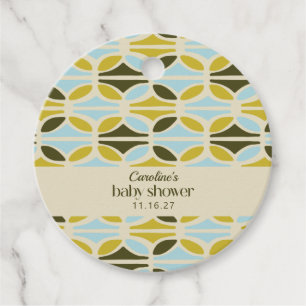 Abstract Shapes Green Blue Custom Baby Shower Favour Tags