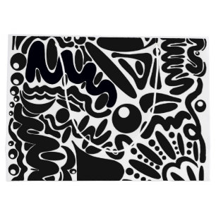 Abstract shapes in black & white large gift bag