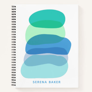 Abstract Shapes in Blue and Green Personalised Notebook