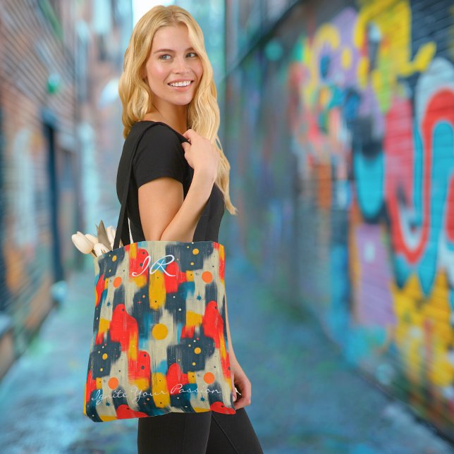 Abstract Shapes in Red, Yellow, and Blue on Beige  Tote Bag (Creator Uploaded)