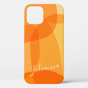 Abstract Shapes in Yellow Personalised Script Name iPhone 12 Case