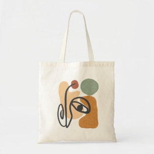 Abstract Shapes line art face Tote Bag