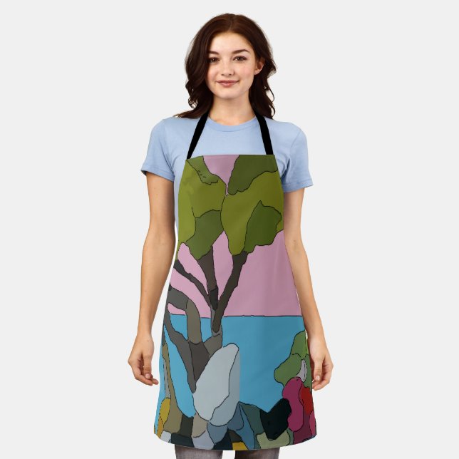 Abstract Shapes, Matisse Style, add text, Apron (Worn)