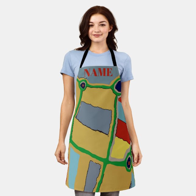 Abstract Shapes, Matisse Style, add text, Apron (Worn)