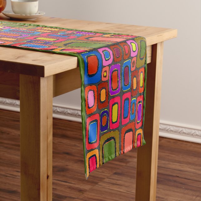 Abstract Shapes, Matisse Style, add text, Short Ta Medium Table Runner (In Situ)