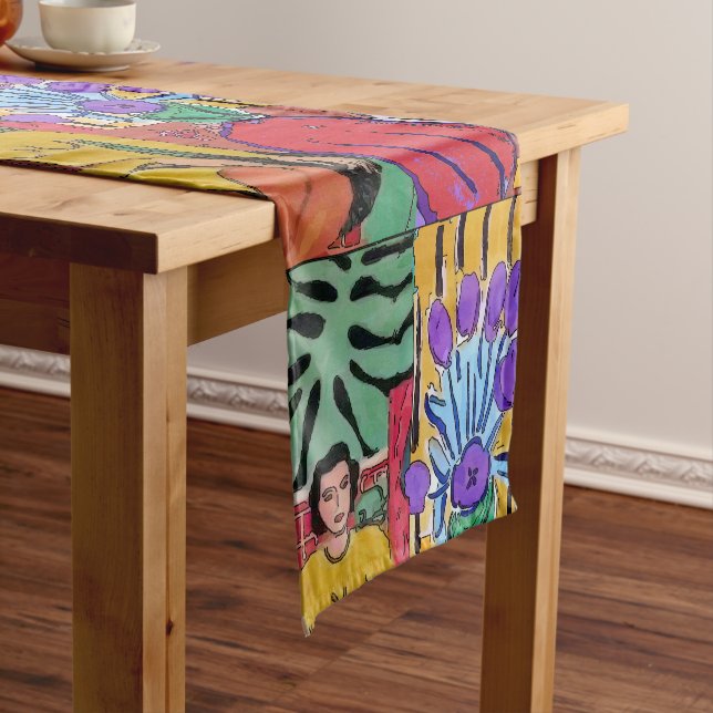 Abstract Shapes, Matisse Style, add text, Short Ta Medium Table Runner (In Situ)