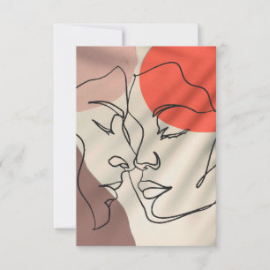 Abstract Shapes One Line Drawing Minimalist Couple Thank You Card