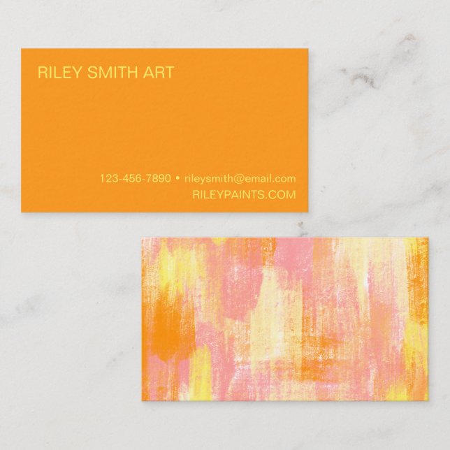 Abstract Shapes Orange Yellow Pink Boho   Business Card (Front/Back)