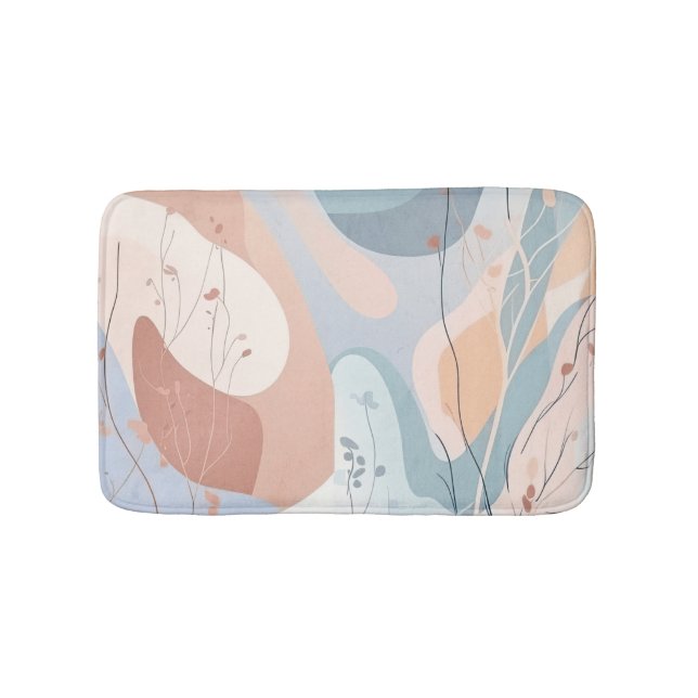Abstract shapes with floral decoration bath mat (Front)