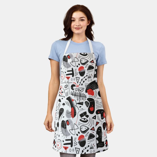 Abstract Shapescape Pattern Apron (Worn)
