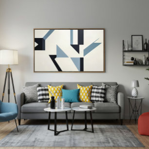 Abstract Shards Minimalist Blue & Black Canvas Print