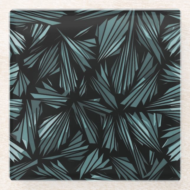 Abstract Shattered Glass Blue Pattern Coaster (Front)