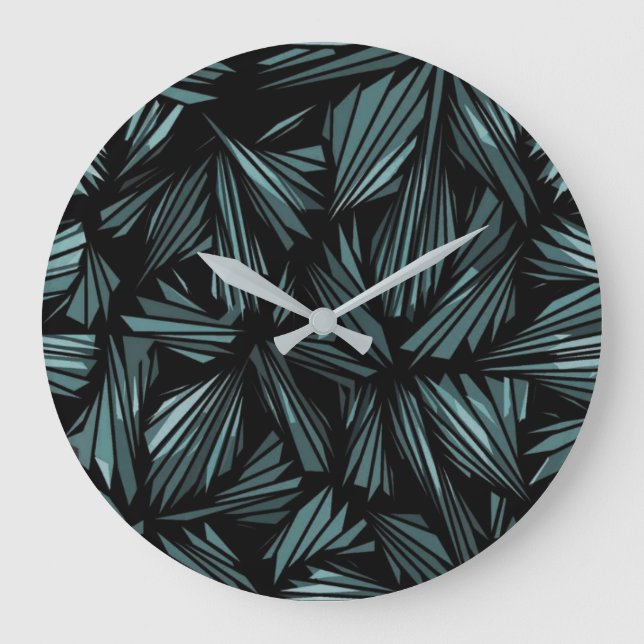 Abstract Shattered Glass Blue Pattern Large Clock (Front)