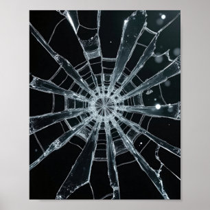 Abstract Shattered Glass Texture Broken Web Crack Poster