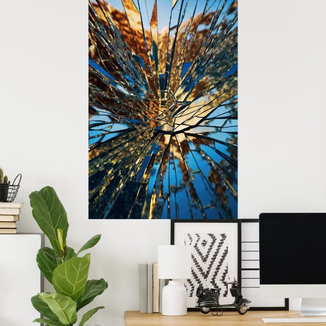 Abstract Shattered Mirror Poster Vivid Modern  (Home Office)