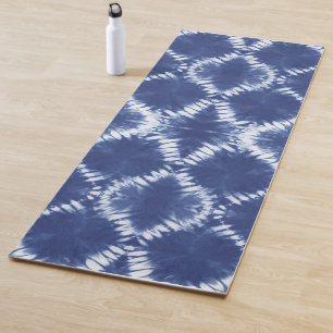 Abstract Shibori Indigo Blue Tie Dye Twist Yoga Mat