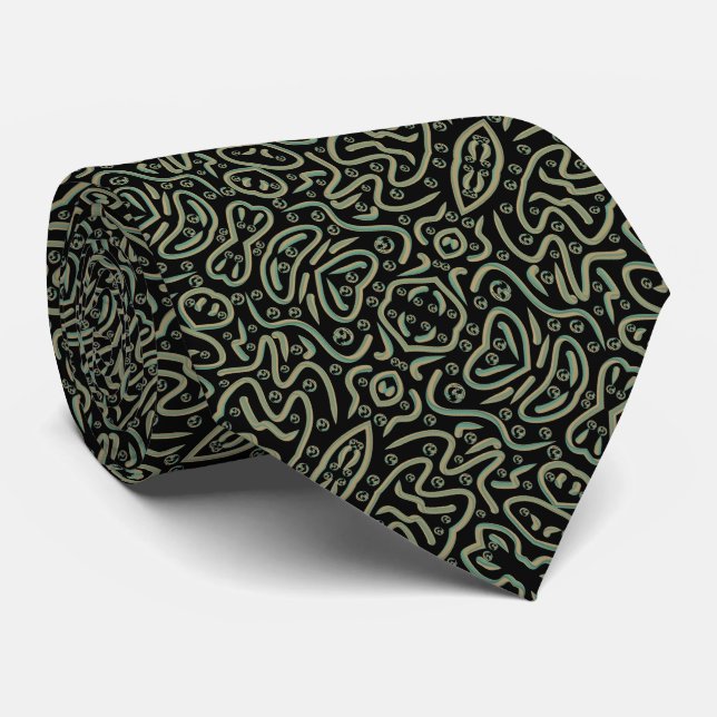 Abstract Shimmer Tubing With Green And Gold Colors Tie (Rolled)