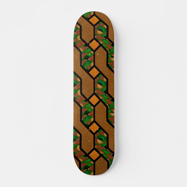 Abstract Shimmy Wood Pattern Skateboard (Front)