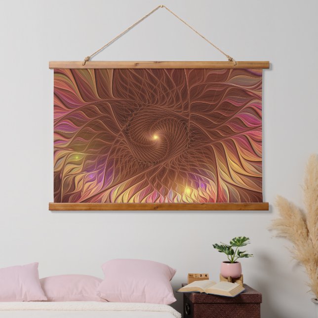 Abstract Shining Brown Plant Striking Fractal Art Hanging Tapestry (Bedroom)