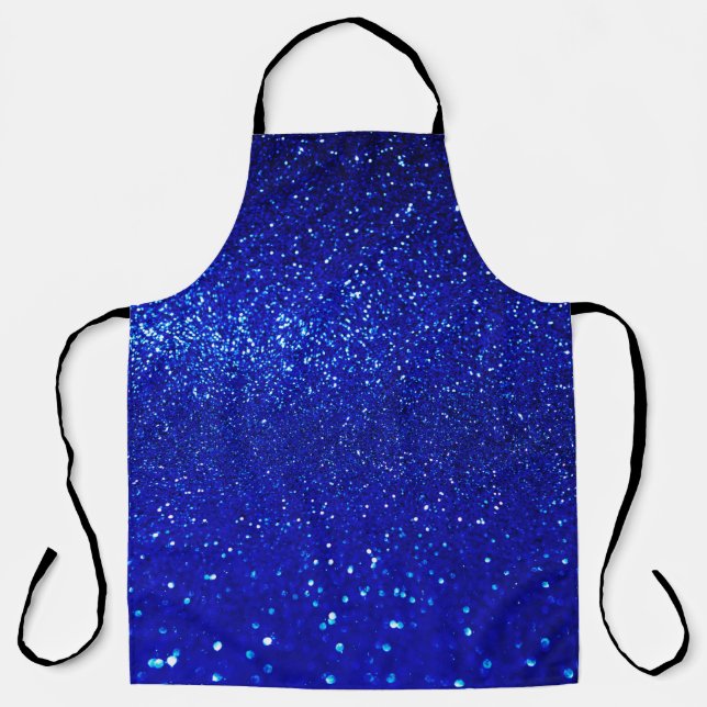 Abstract shiny blue glitter background apron (Front)