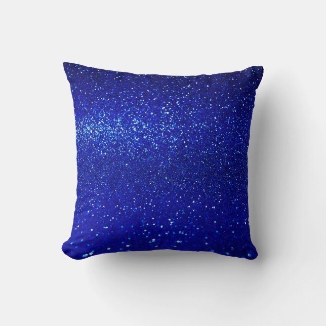 Abstract shiny blue glitter background cushion (Front)