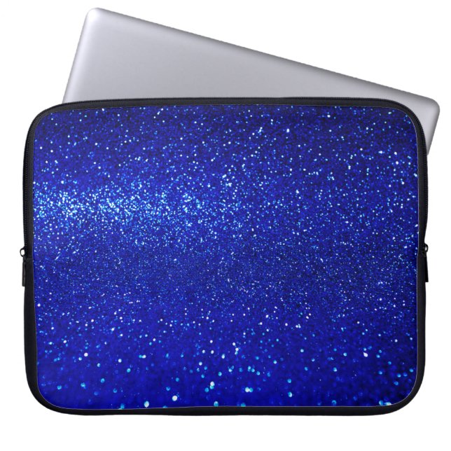 Abstract shiny blue glitter background laptop sleeve (Front)