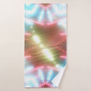 abstract shiny neon background with beams and star bath towel