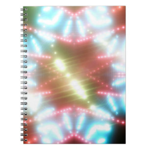 abstract shiny neon background with beams and star notebook