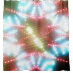 abstract shiny neon background with beams and star shower curtain