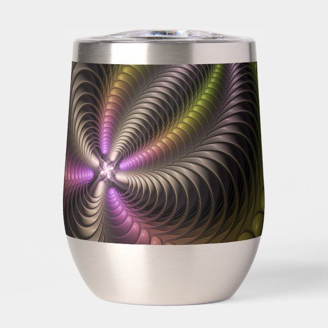 Abstract Shiny Trippy Colourful 3D Fractal Art (Front)