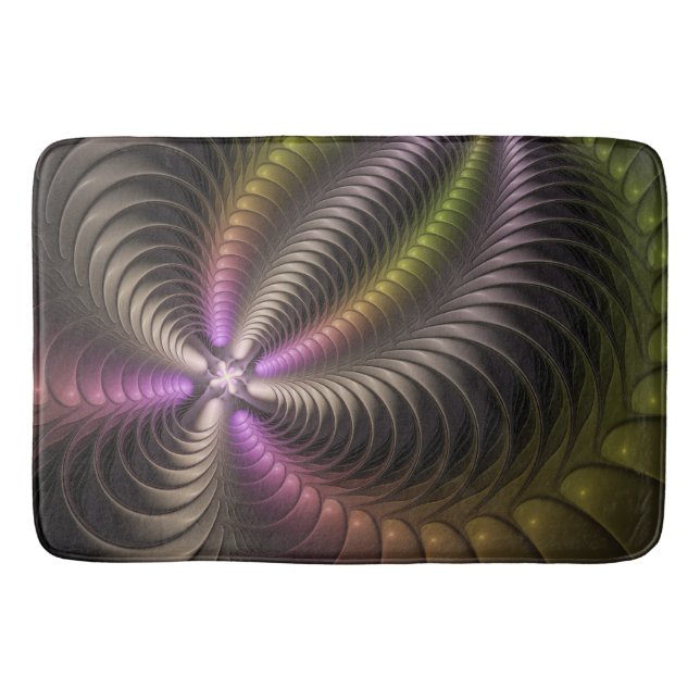 Abstract Shiny Trippy Colourful 3D Fractal Art Bath Mat (Front)