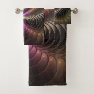 Abstract Shiny Trippy Colourful 3D Fractal Art Bath Towel Set