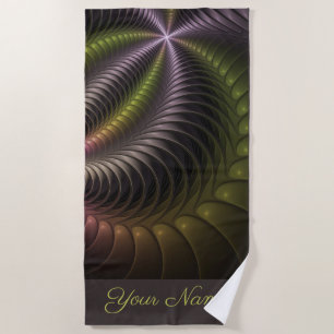 Abstract Shiny Trippy Colourful 3D Fractal Art Beach Towel