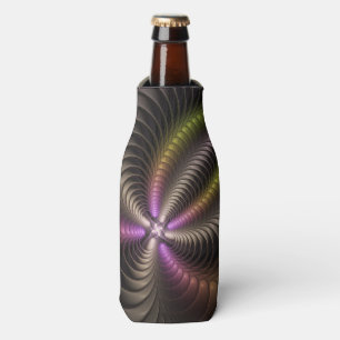 Abstract Shiny Trippy Colourful 3D Fractal Art Bottle Cooler