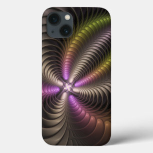 Abstract Shiny Trippy Colourful 3D Fractal Art iPhone 13 Case