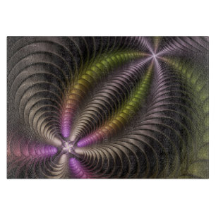 Abstract Shiny Trippy Colourful 3D Fractal Art Cutting Board