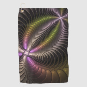 Abstract Shiny Trippy Colourful 3D Fractal Art Golf Towel