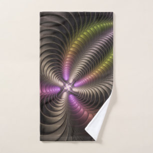 Abstract Shiny Trippy Colourful 3D Fractal Art Hand Towel