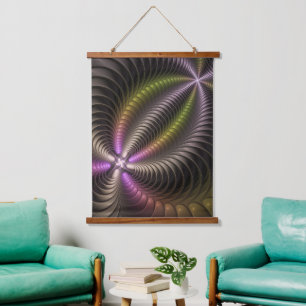 Abstract Shiny Trippy Colourful 3D Fractal Art Hanging Tapestry