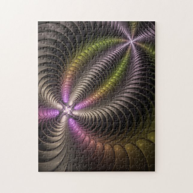 Abstract Shiny Trippy Colourful 3D Fractal Art Jigsaw Puzzle (Vertical)