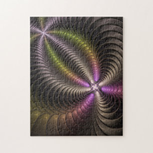 Abstract Shiny Trippy Colourful 3D Fractal Art Jigsaw Puzzle