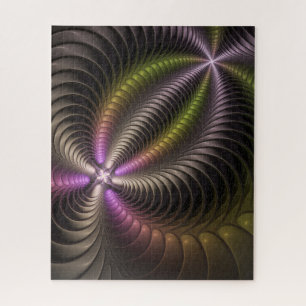 Abstract Shiny Trippy Colourful 3D Fractal Art Jigsaw Puzzle