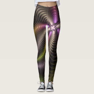 Abstract Shiny Trippy Colourful 3D Fractal Art Leggings